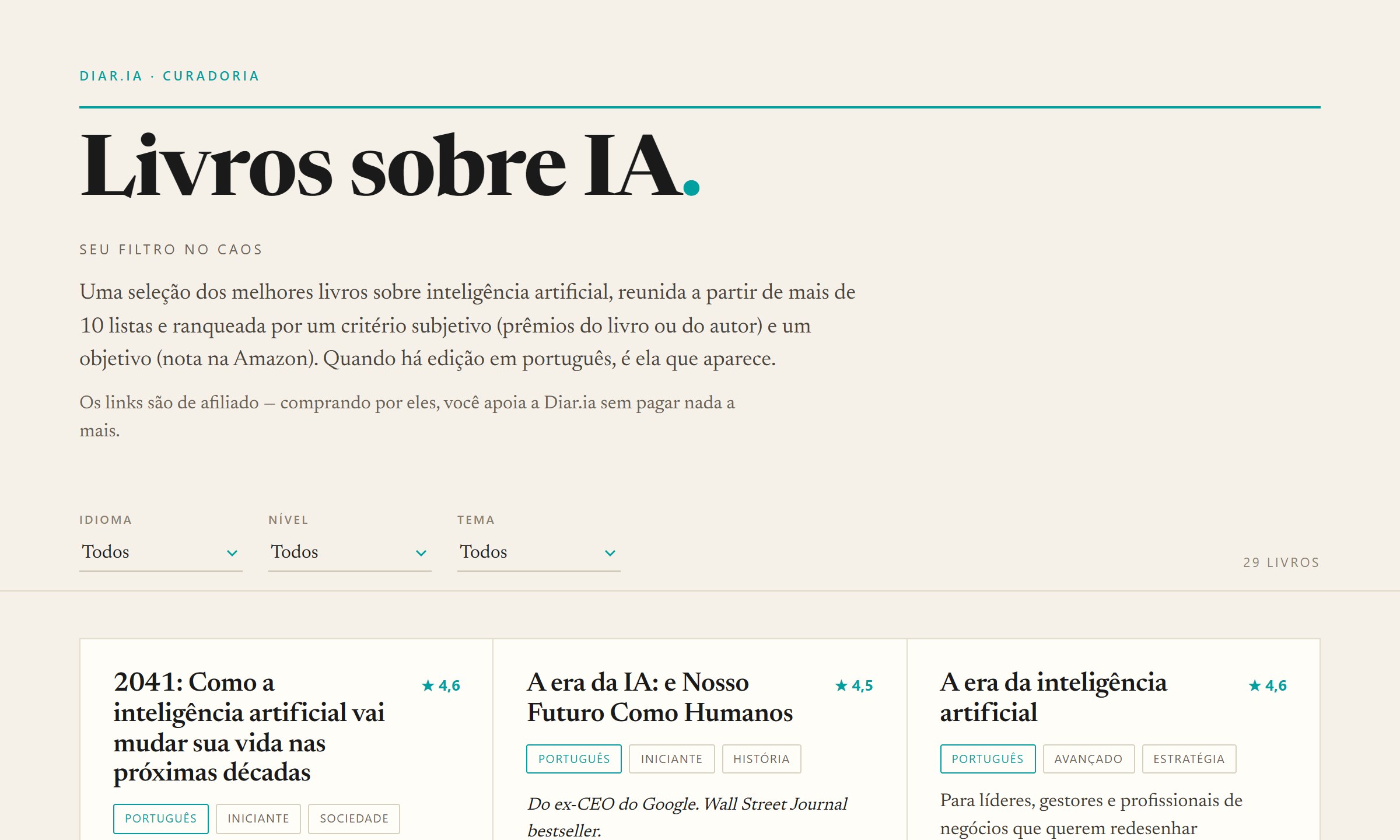 Nova página de livros sobre IA da Diar.ia